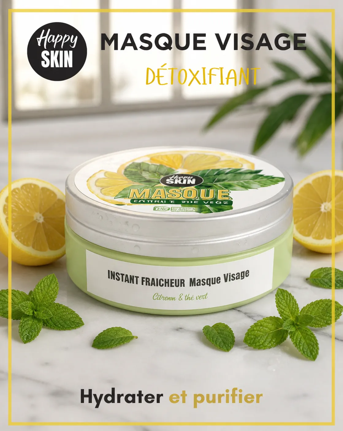 Masque Visage Détoxifiant - Thé vert & citron