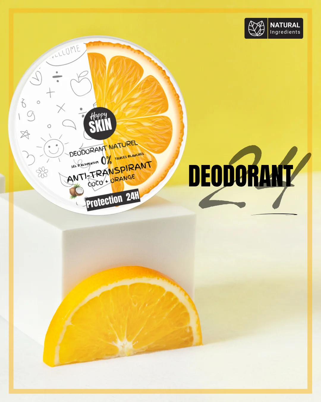 Déodorant Naturel Ι Anti-Transpirant Efficacité 24H Sans Sel Aluminium