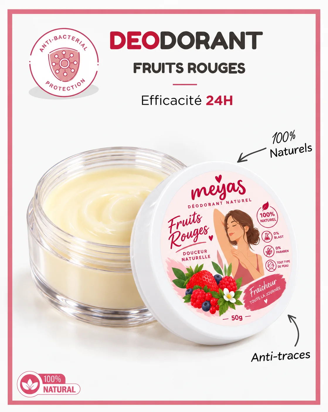 Déodorant Naturel Ι Fruits Rouges - Anti traces