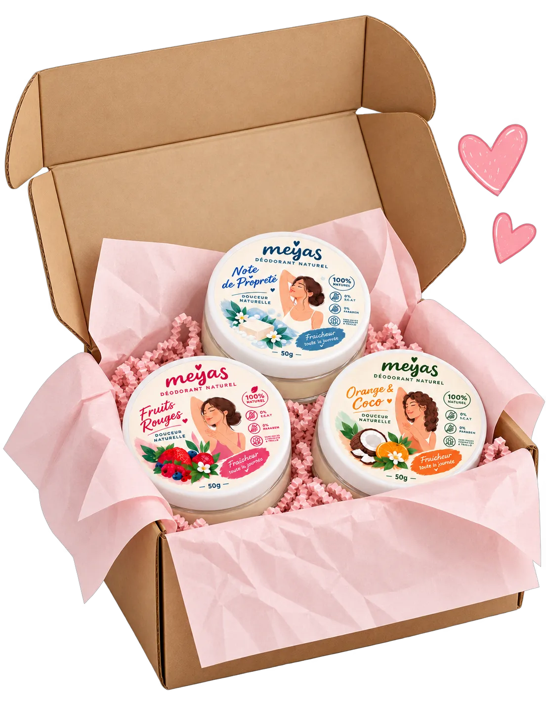 Meyas deodorant trio in pink gift