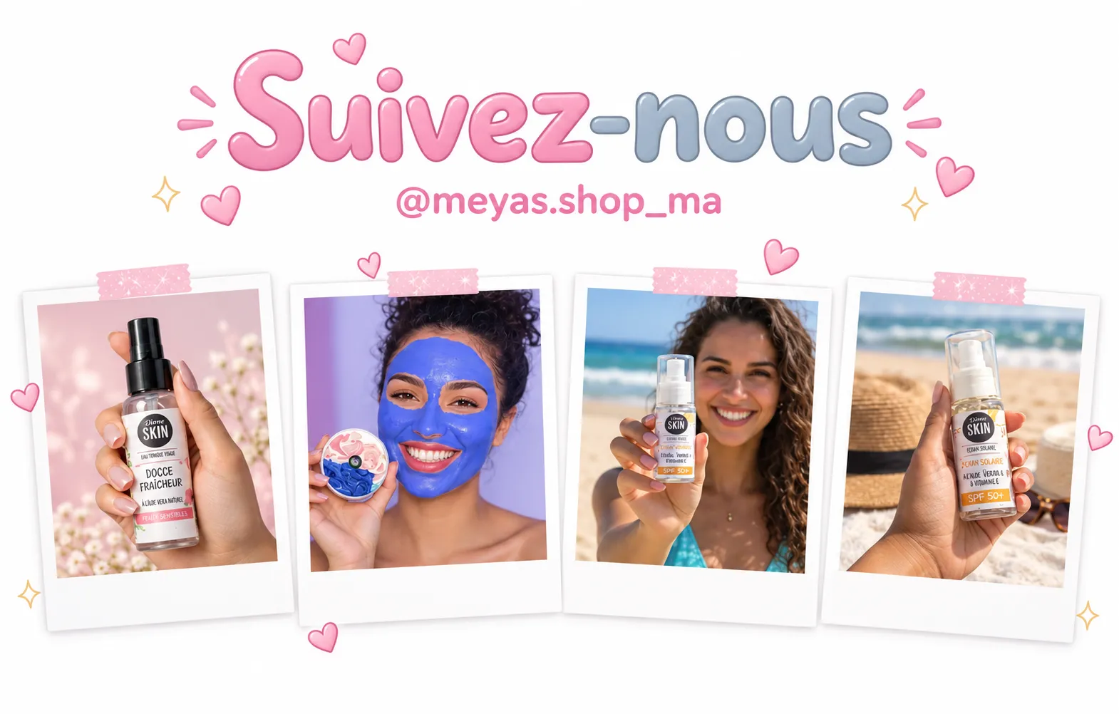 Minimal pastel skincare follow banner
