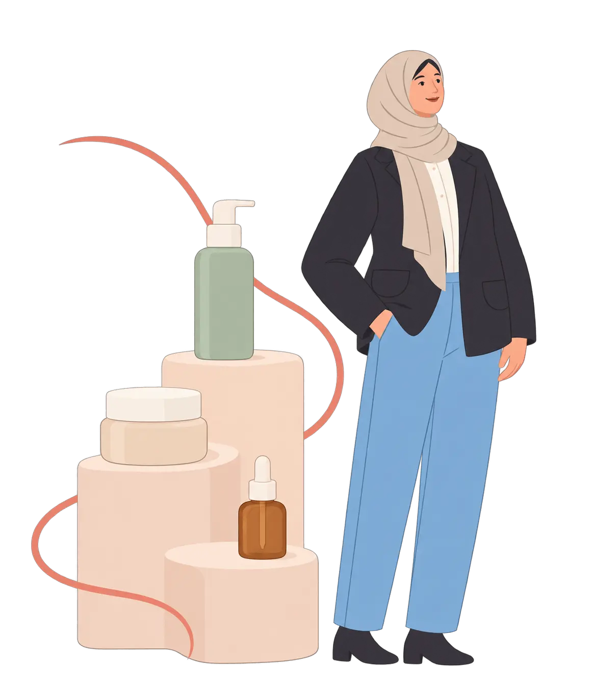 Meriem avec une sélection de soins