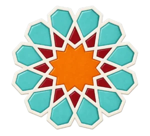 Turquoise twelvefold Moroccan zellige rosette 1