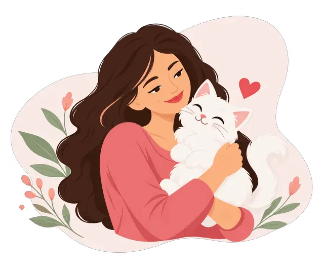 Une femme et son chat, illustration MEYAS